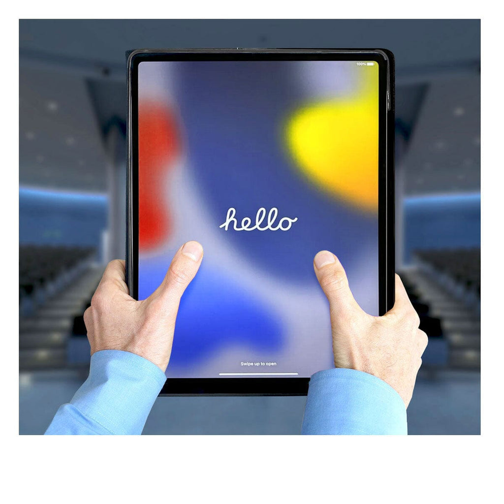 The cover of the 2024 MacCase Premium Leather 13-inch iPad Air Cover can be folded back like a magazine