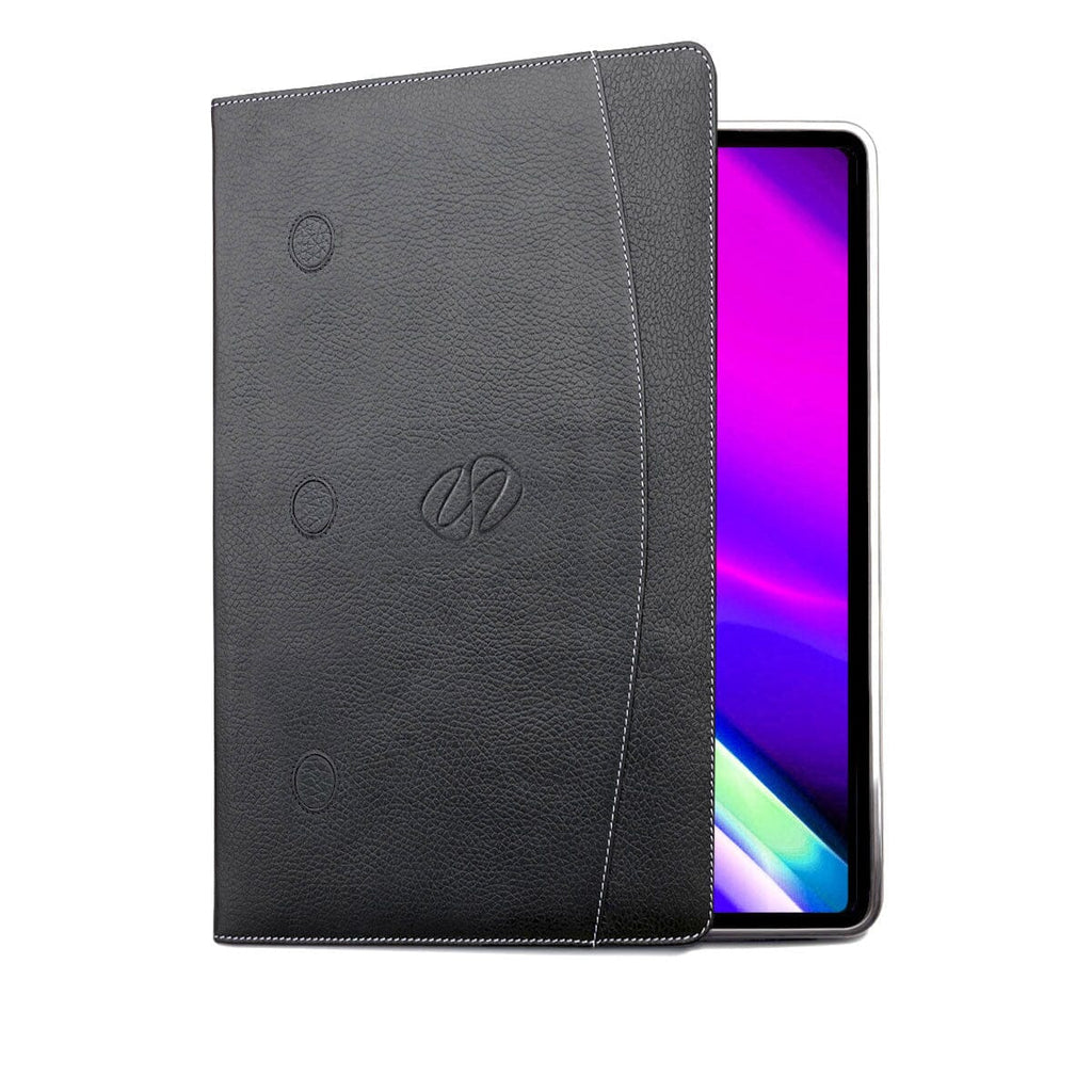 MacCase Premium Leather 13-inch iPad Air Case with the Magnetic Accessory System shown in black