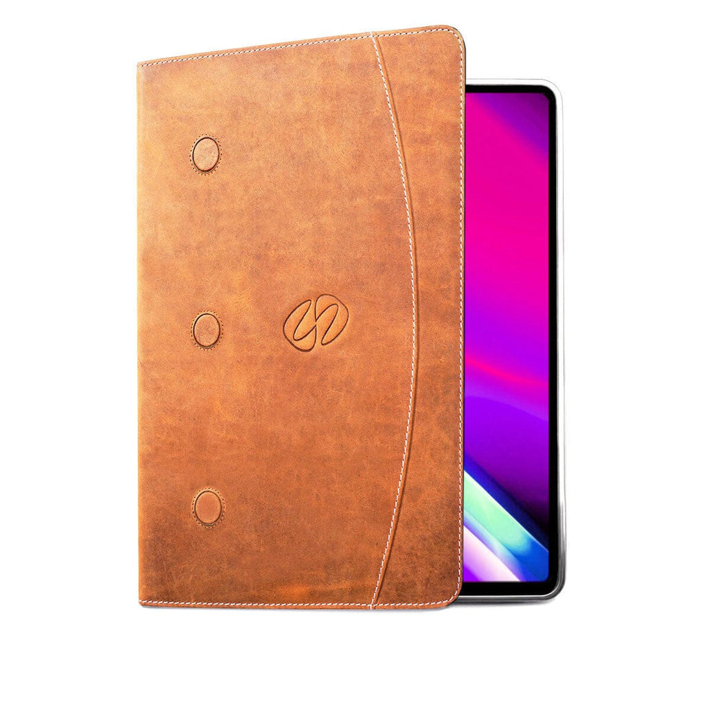 MacCase Premium Leather 13-inch iPad Air Case with the Magnetic Accessory System shown in vintage brown