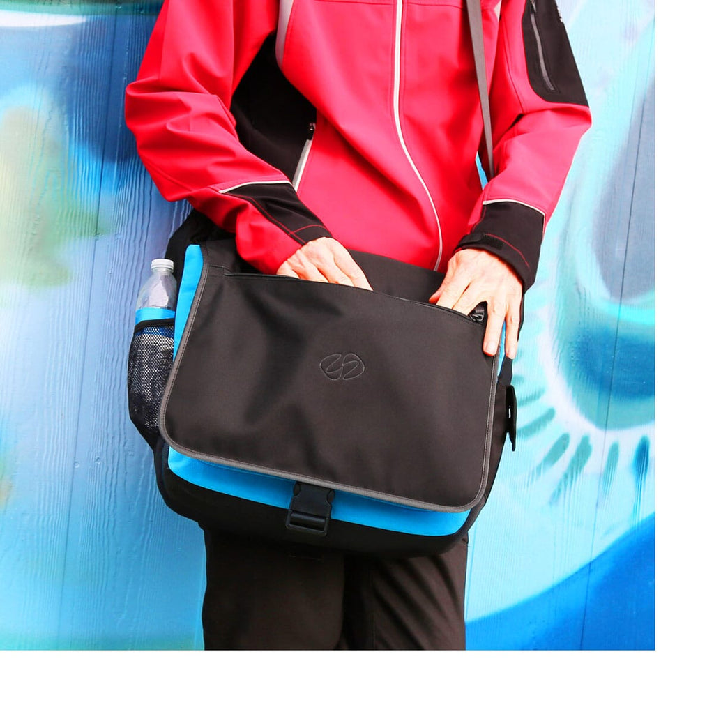 The main flap pocket is close at hand in the MacCase laptop messenger bag
