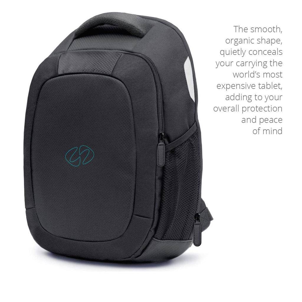 Front-quarter view of the MacCase iPad Backpack