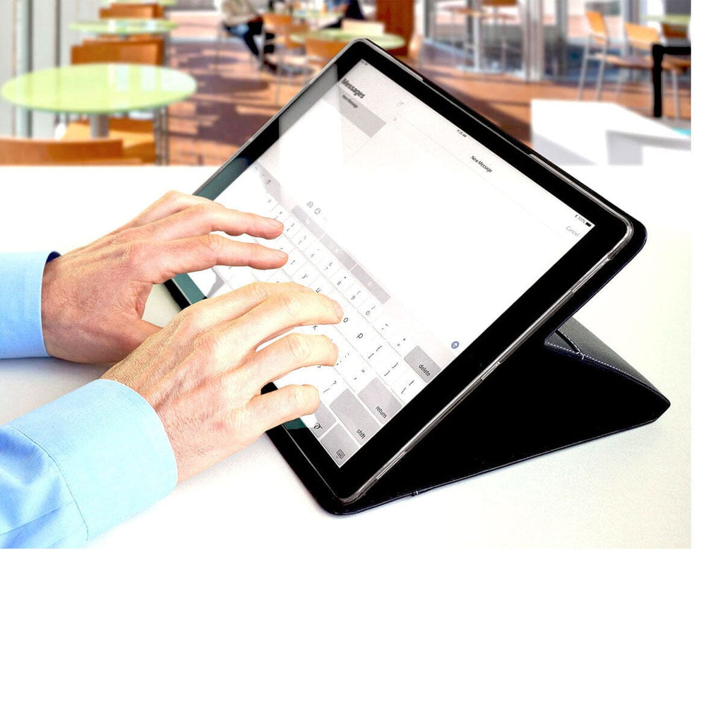 The MacCase 12.9 iPad Pro 6th generation leather case set up in typing mode