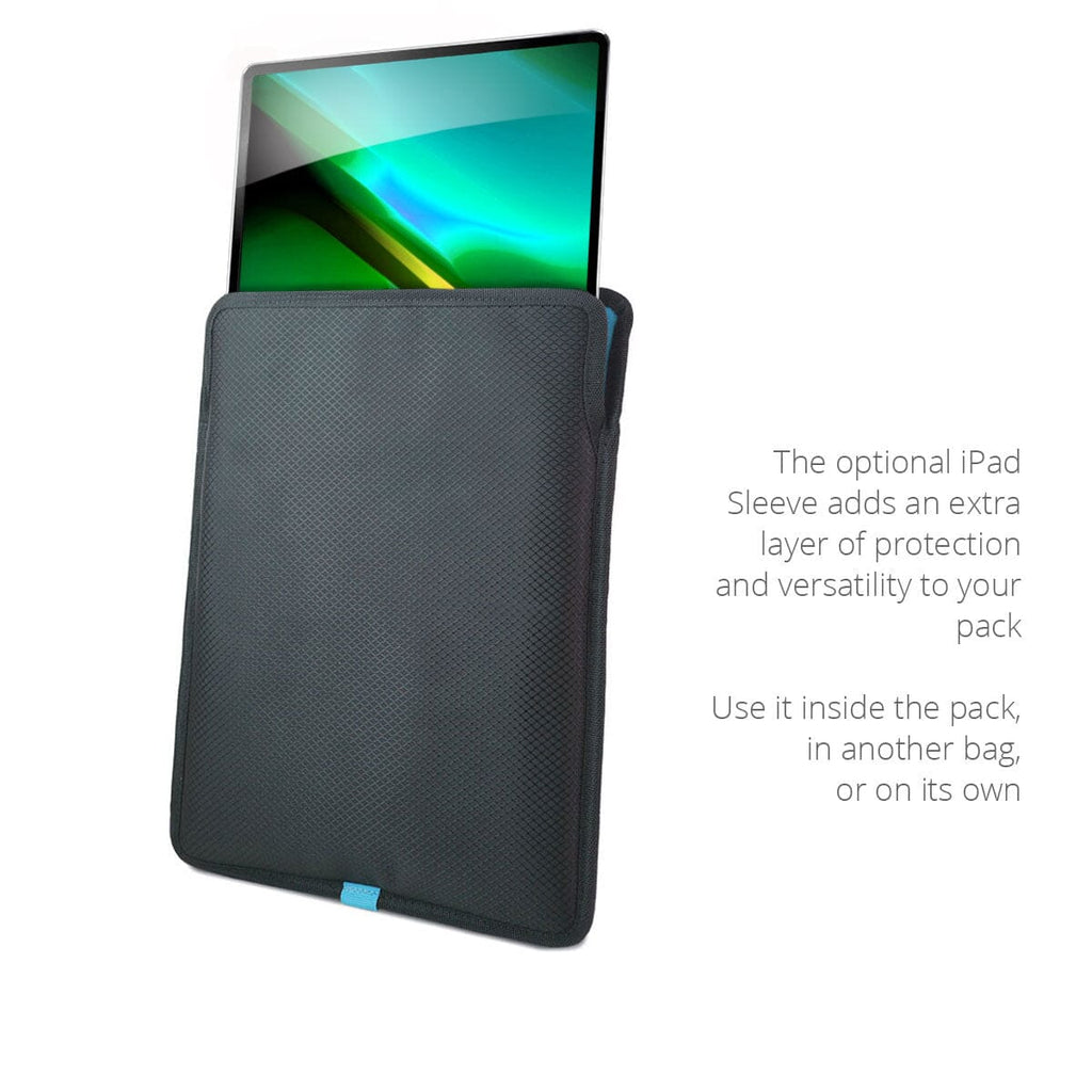 An optional, custom-fit 13 iPad Pro Sleeve is available