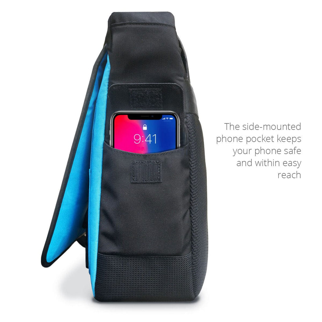 Side-mounted phone pocket