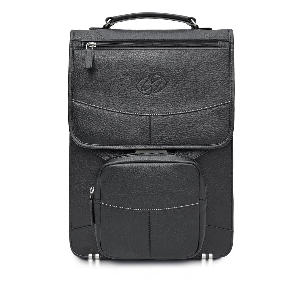 Swatch-Black Front View of the MacCase Premium Black Leather Briefcase