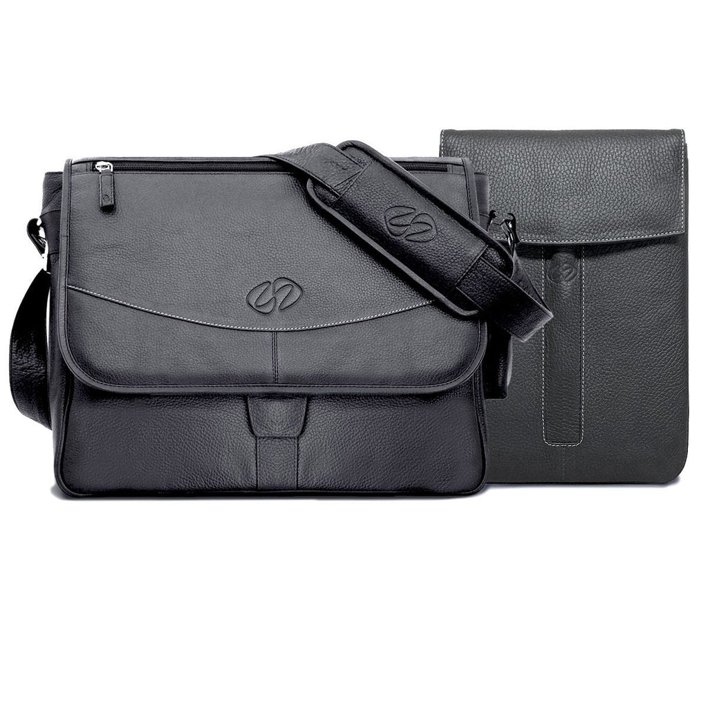 Swatch-Black iPad Leather Messenger Bag