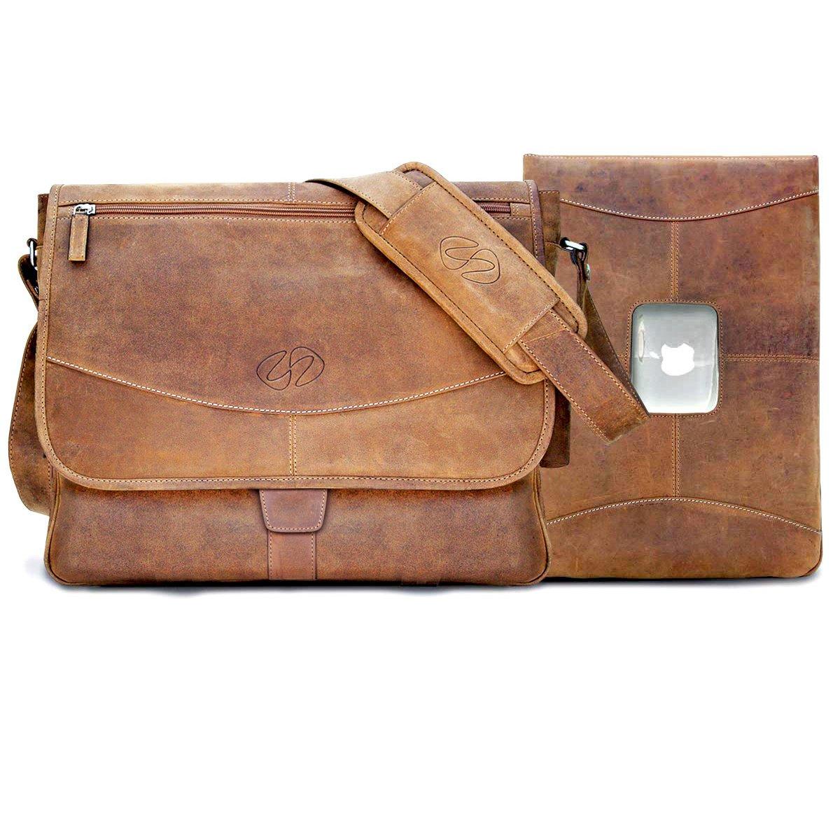 Leather Vintage Laptop Backpack Rucksack Messenger Bag 22 Inch Men039s  Genuine  eBay