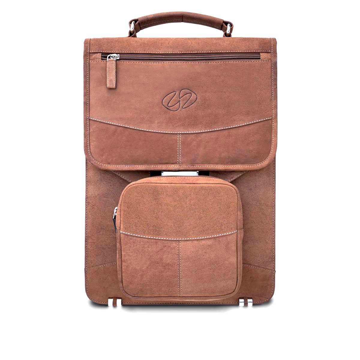 MacCase Premium Leather Vertical Briefcase Backpack - Vintage